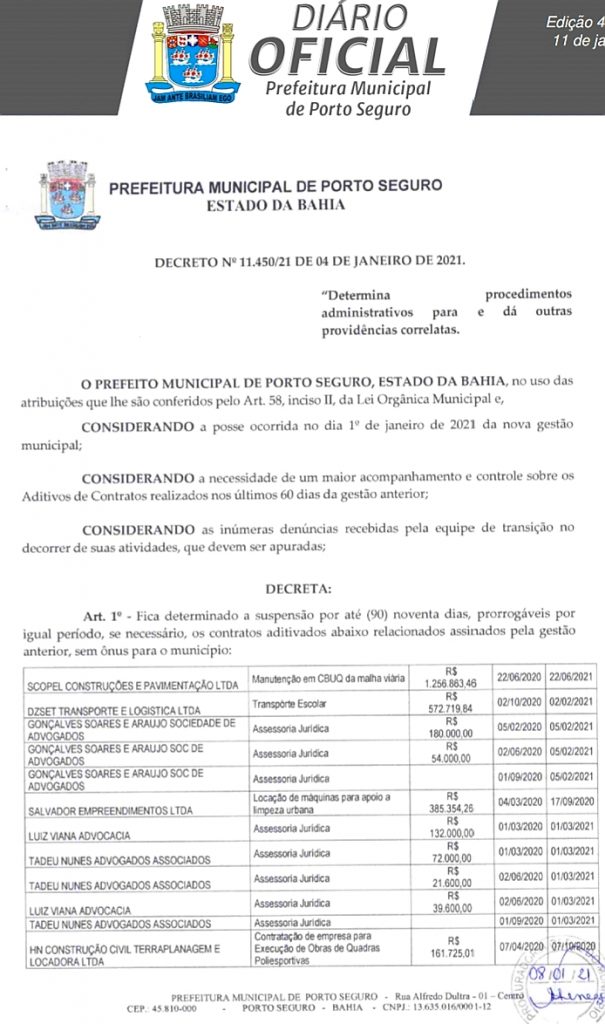 Prefeito Jânio Natal decreta suspensão de contratos, em valores superiores a R$57 milhões, aditivados pela gestão Cláudia Oliveira 6