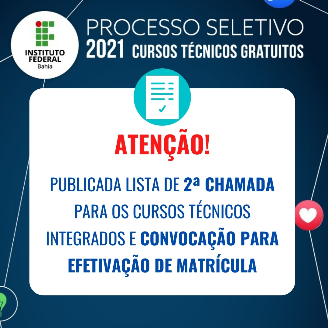 Processo Seletivo 2023 - Matrículas e início das aulas — IFBA